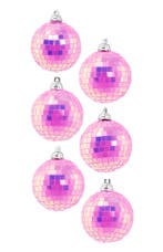 6x Discobal Ø 6 cm Klein Iridescent Roze Discobol Spiegelbol, Ophalen of Verzenden, Nieuw