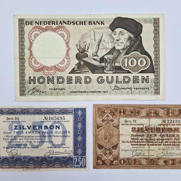 Nederland. - 1, 2 1/2, 100 Gulden - Various Dates (Zonder