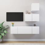 vidaXL 4-delige Tv-meubelset spaanplaat wit, Huis en Inrichting, Kasten |Televisiemeubels, Verzenden, Nieuw