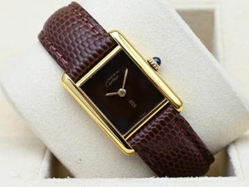 Cartier Tank Vermeil Year 1981 (Box & Papers), Ophalen of Verzenden, Polshorloge