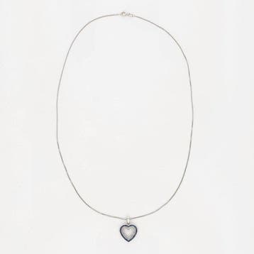 Ketting met hanger - 18 karaat Witgoud - Diamant - Saffier -