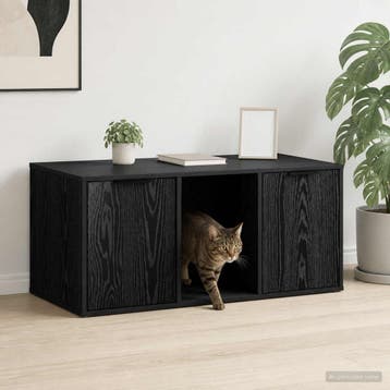 vidaXL Kattenkrat Meubel Zwart eiken 100 x 49 x 45 cm, Verzenden