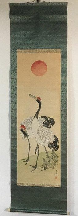 Vintage Japanese Hanging Scroll Kakemono - Hand-Painted on, Antiquités & Art, Antiquités | Autres Antiquités