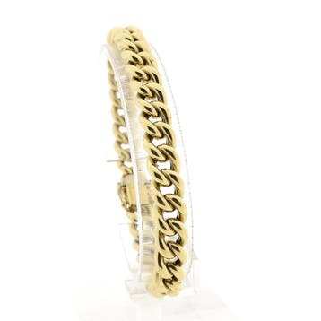 Gouden gourmetschakel armband | 20,5 cm (Schakelarmband), Handtassen en Accessoires, Armbanden, Ophalen of Verzenden, Gebruikt
