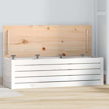 vidaXL Opbergbox wit 109x36,5x33 cm massief grenenhout, Verzenden, Nieuw
