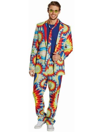 Hippie disco kostuum met das, Ophalen of Verzenden