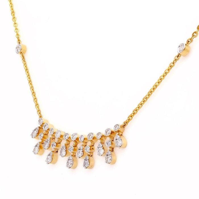 Ketting met hanger - 18 karaat Geel goud - 1.04ct. tw., Handtassen en Accessoires, Antieke sieraden