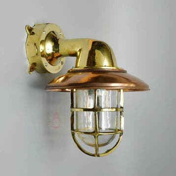 Wandlamp - Messing, Koper, Glas
