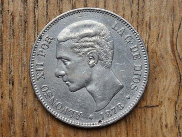 Spanje. Alfonso XII. 5 Pesetas 1878 *78 EMM (Zonder