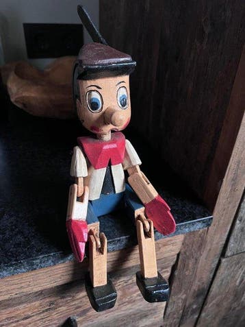 Decoratief ornament - Wooden Pinocchio - Italië, Antiek en Kunst