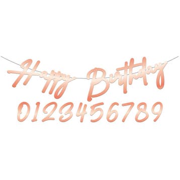 Happy Birthday Letterslinger Rose Goud 1m, Verzenden
