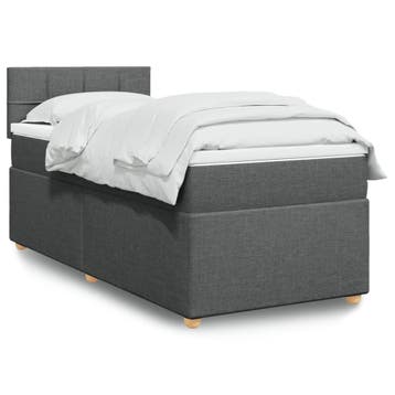 vidaXL Boxspring met matras stof donkergrijs Single, Verzenden, Nieuw