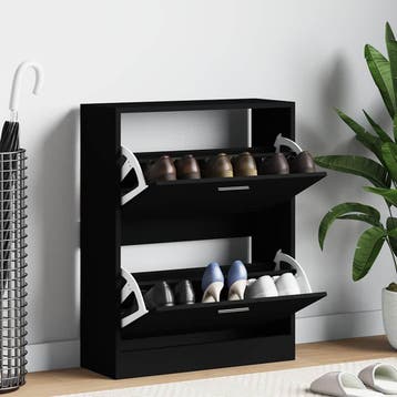 vidaXL Schoenenkast 63x24x81 cm bewerkt hout zwart, Verzenden, Nieuw