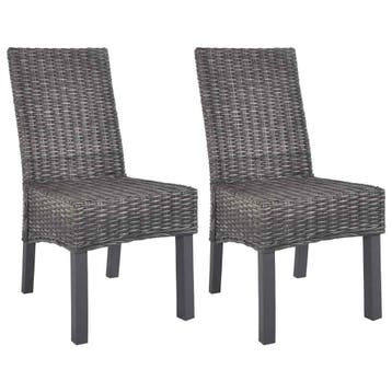 vidaXL Eetkamerstoelen 2 st kubu rattan en mahoniehout bruin, Verzenden, Nieuw