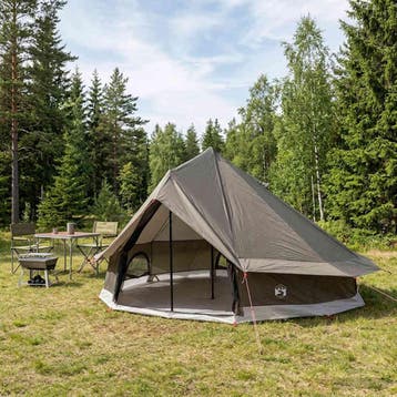 vidaXL Tipi Tent 18-persoons Bruin Grijs Polyester en Staal, Verzenden