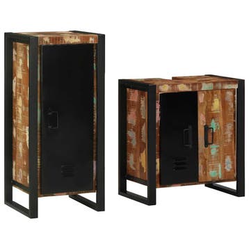 vidaXL Badkamermeubel Set met lade 2 pcs Massief, Huis en Inrichting, Badkamer | Badkamermeubels, Verzenden, Nieuw