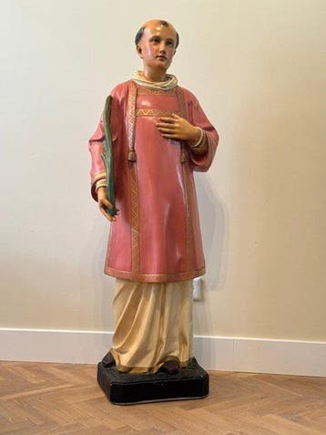 Figuur - Monumentaal Antiek Kerkbeeld - Sint-Laurentius -