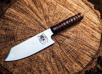 Premium Kitchen , Chef Knife , Etching with Wolf Logo Hand
