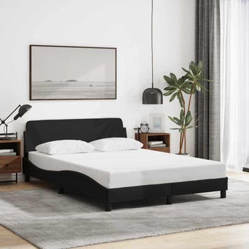 vidaXL Bedframe Dover stof zwart 140x200 cm, Verzenden
