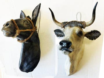sculptuur, Presepe Napoletano - Coppia Bue e Asinello - 15