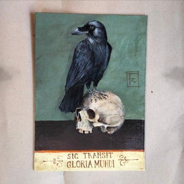 Memento Mori peint - Sic Transit Gloria Mundi - 18 x 24 cm -