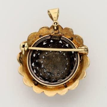 Broche - 18 carats Or jaune - Diamant ; taillé en rose