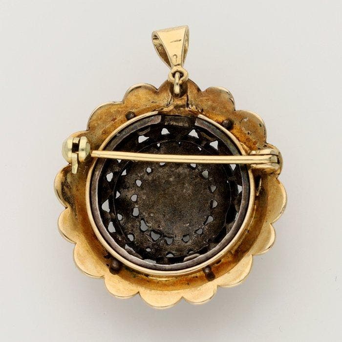 Broche - 18 carats Or jaune - Diamant ; taillé en rose, Bijoux, Sacs & Beauté, Bijoux anciens