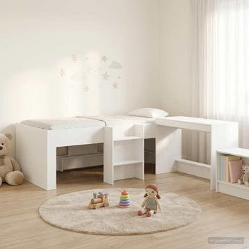 vidaXL Kinderhoogslaper met bureau 2 st Wit Bewerkt hout, Huis en Inrichting, Verzenden, Nieuw