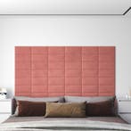 vidaXL Wand Hoofdbord 12 pcs Roze Fluweel, Verzenden