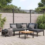 vidaXL 5-delige Loungeset met kussens aluminium zwart, Verzenden, Nieuw, Loungeset