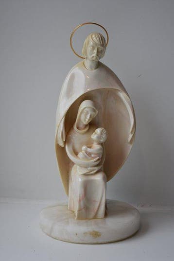 sculptuur, Maria, Jozef en kind, 1960-1970 - 25 cm - Albast