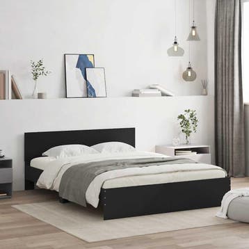 vidaXL Bedframe met hoofdeinde zwart 140x200 cm, Verzenden, Nieuw