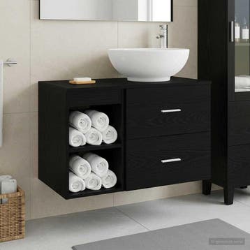 vidaXL Badkamermeubel Set 2 st Zwart eiken Bewerkt hout, Verzenden
