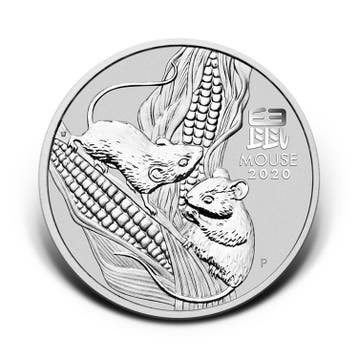 Zilveren Lunar munt Year of the Mouse 2020 1 troy ounce