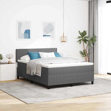 vidaXL Boxspring bed Lichtgrijs en wit 140 x 200 cm Corduroy, Verzenden