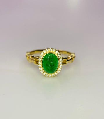 Ring - 14 karaat Geel goud - 1.55ct. tw. Smaragd - Diamant, Nieuw