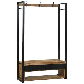 vidaXL Kledingrek met lade Bruin 110 x 40 x 179 cm Massief, Huis en Inrichting, Verzenden, Nieuw