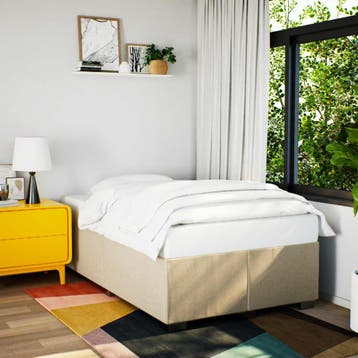 vidaXL Bedframe zonder matras 120x200 cm stof crèmekleurig, Verzenden
