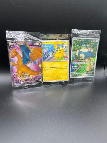 Pokémon - 3 Card - Dracaufeu, Pikachu, Snorlax Sealed Lot