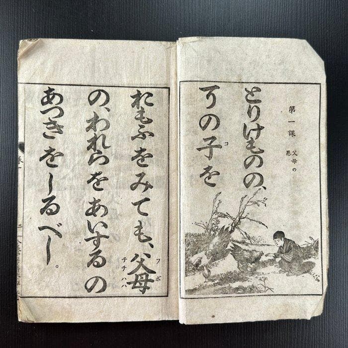 Boek Japan – Meiji-periode (1895) – geïllustreerd leerboek, Antiquités & Art, Antiquités | Autres Antiquités