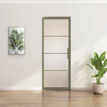Stalen Taatsdeur - Olijfgroen - 4 Vlaks - Mat glas, Overige typen