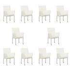 Set van 10 Leren eetkamerstoelen Comfort met wieltjes en, Ophalen of Verzenden, Nieuw, Leer, Eén
