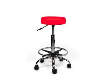 Tabouret Rood - Standaard Zithoogte met Voetsteun