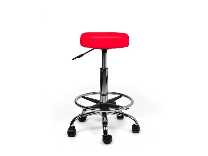 Tabouret Rood - Standaard Zithoogte met Voetsteun, Maison & Meubles, Tabourets