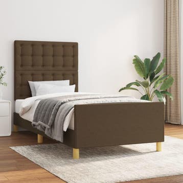 vidaXL Bedframe met hoofdeinde stof donkerbruin 80x200 cm, Verzenden, Nieuw