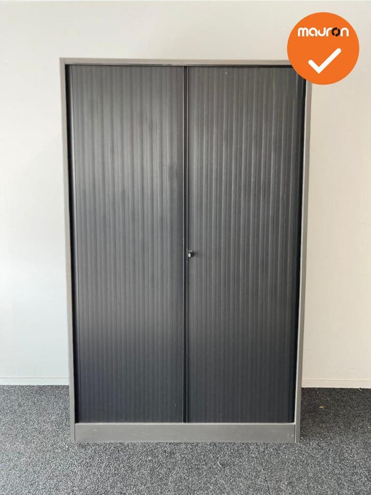 Roldeurkast - Ahrend - 195x120x45cm - Antraciet met zwarte k, Zakelijke goederen, Kantoor en Winkelinrichting | Kantoormeubilair en Inrichting