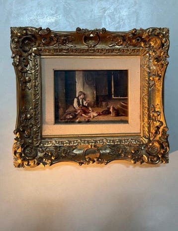 Gaetano Chierici (1838-1920) - La beffa al gatto, Antiquités & Art, Art | Peinture | Classique
