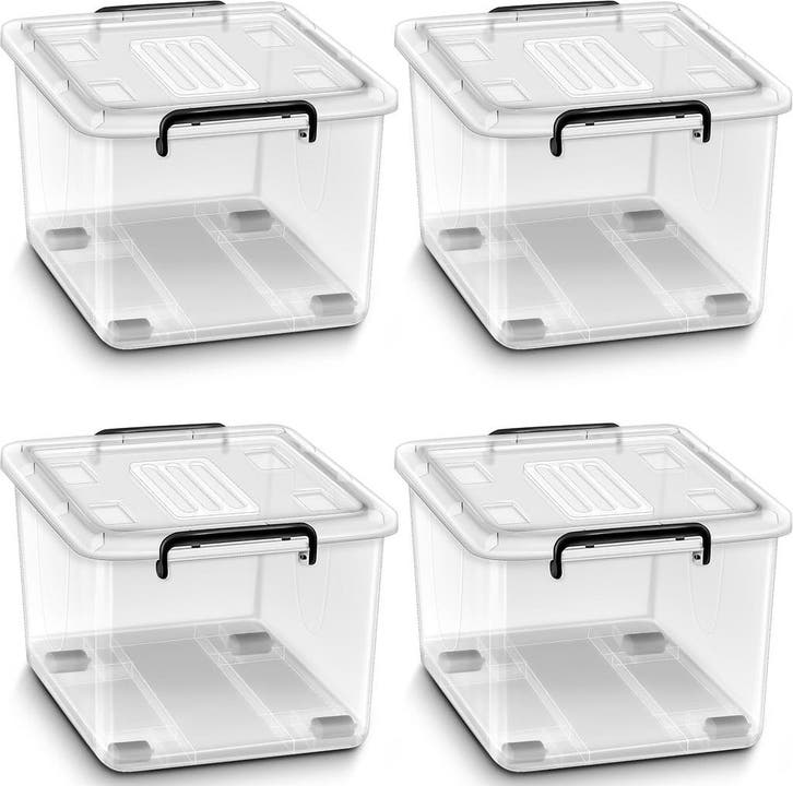 Opbergbox met deksel - Opbergdoos - 4x62L - Transparant - Ti, Huis en Inrichting, Woonaccessoires | Overige, Nieuw, Verzenden