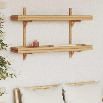 vidaXL Wandplank Muurmontage Bruin 100 x 26 x 60 cm Bamboe, Verzenden, Nieuw