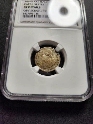 Italië, Pauselijke Staat Pio IX. 10 Soldi 1868 (Zonder